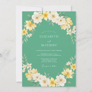 Seafoam Yellow Wildflower Wedding Invitation