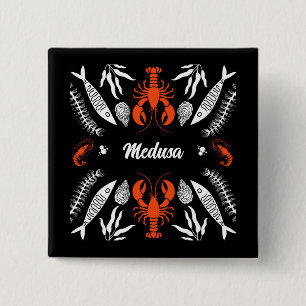 Seafood Art Decor Prints 15 Cm Square Badge