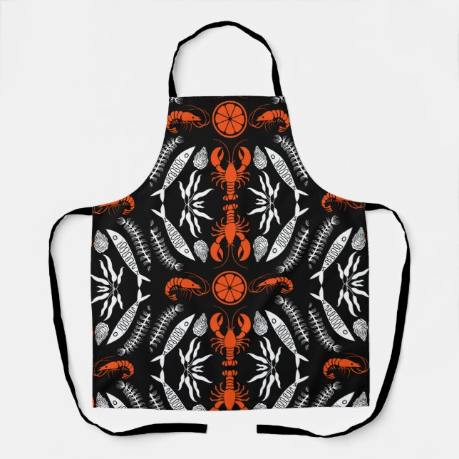 Seafood Art Decor Prints Apron (Front)