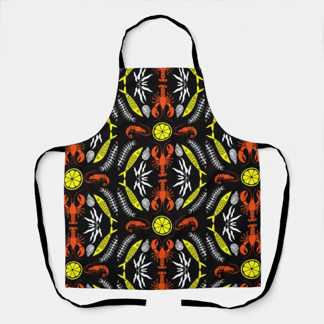 Seafood Art Decor Prints Apron (Front)