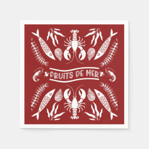 Seafood Art Decor Prints Napkin