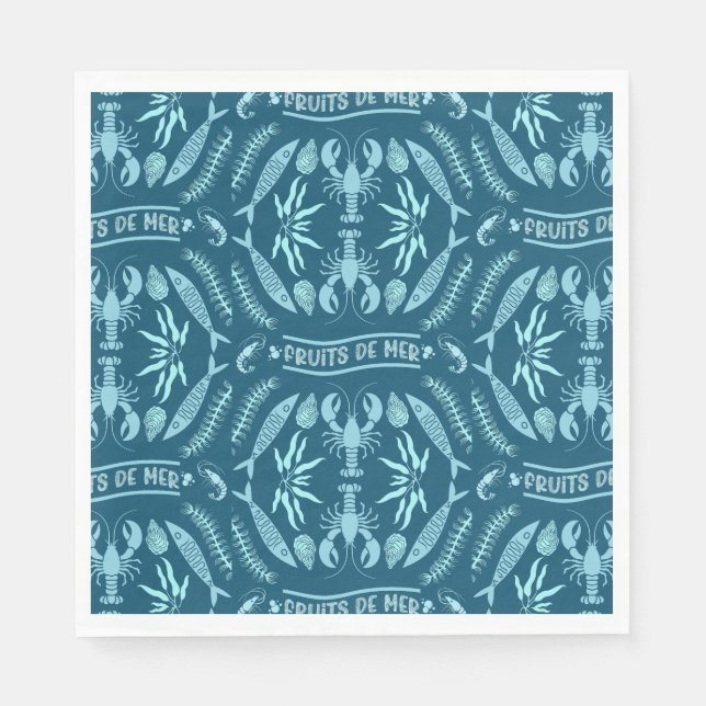 Seafood Art Decor Prints Napkin (Front)