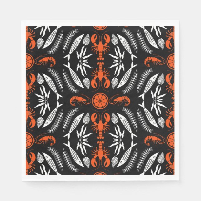 Seafood Art Decor Prints Napkin (Front)