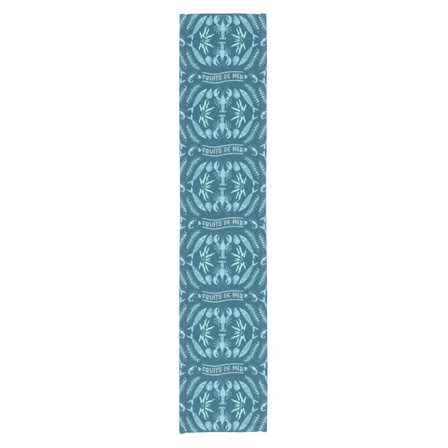 Seafood Art Decor Prints Short Table Runner (Front)
