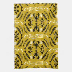 Seafood Art Decor Prints Tea Towel