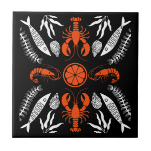 Seafood Art Decor Prints Tile