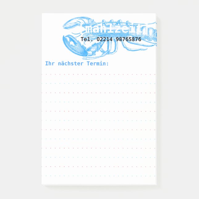 Seafood blue vintage hummer postits post-it notes (Front)