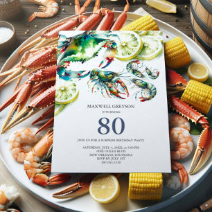 Seafood Boil 80th Birthday Invitations