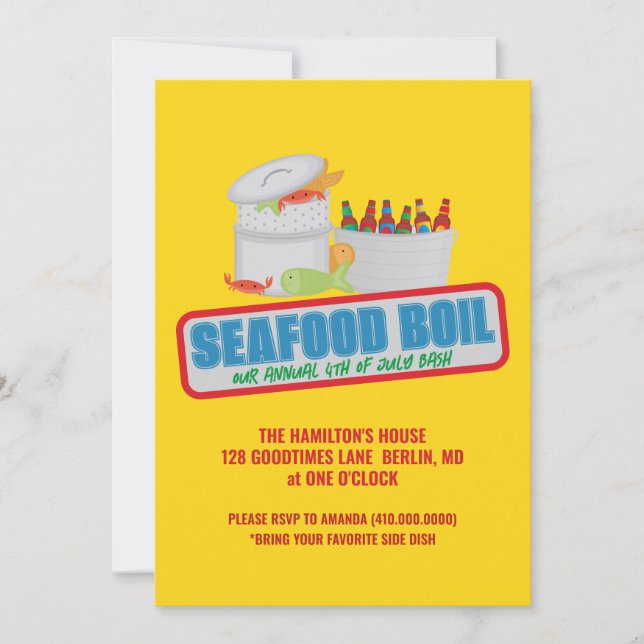 Seafood Boil Annual 4th of July Party Invitations (Front)