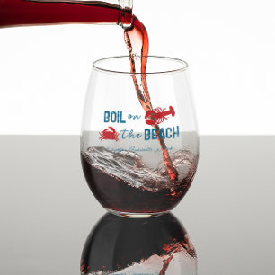 Seafood Boil Bachelorette Party Stemless Wine Glass