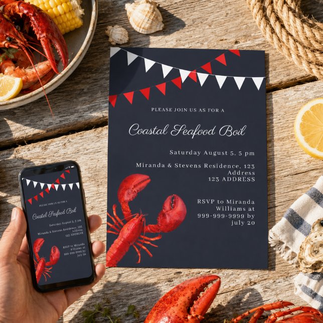 Seafood Boil Coastal Party Invitation (Creator Uploaded)