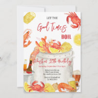 Seafood Boil Crawfish Party Birthday Invitation