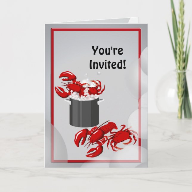 Seafood Boil Dinner Invitation Greeting Card (Front)