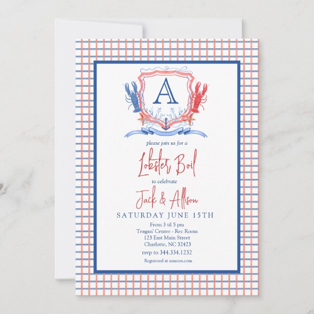 Seafood Boil Invitation, Low country boil invite (Front)