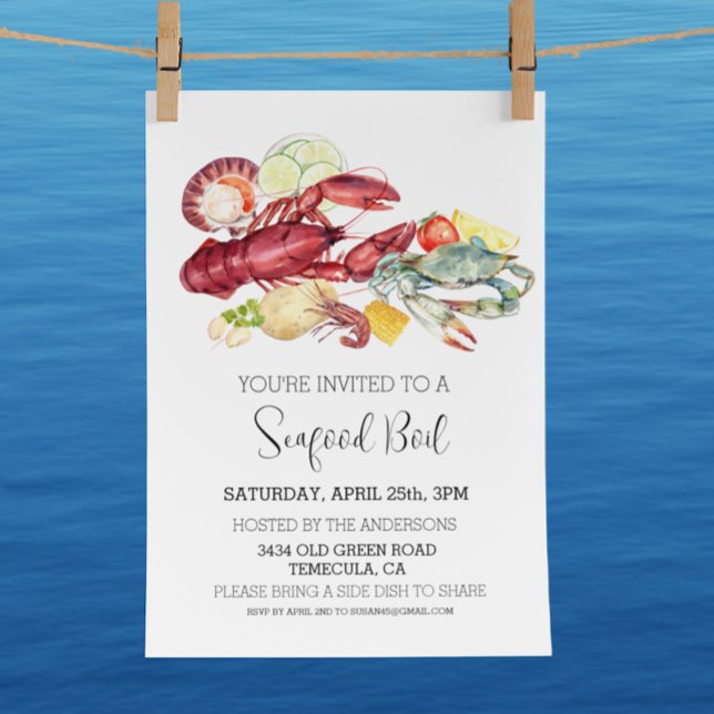 Seafood Boil Invitation Watercolor Cookout Budget (Creator Uploaded)