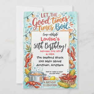 Seafood Boil Shellfish Birthday Party Invitation