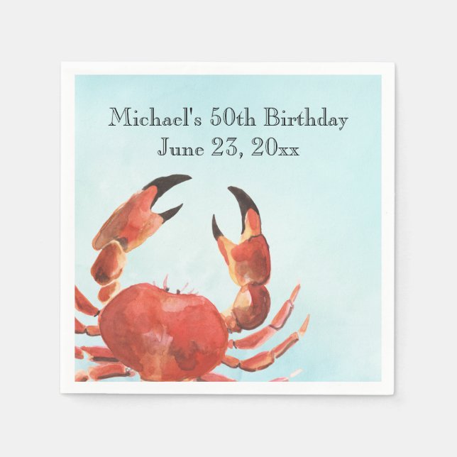 Seafood Crab Boil Birthday Party Napkin (Front)