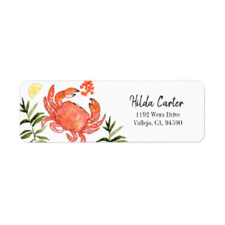 Seafood crab floral custom return label