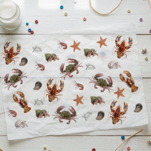 Seafood Crustacean Lobster Crab Pattern Tissue Paper