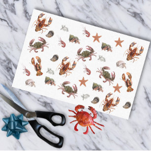 Seafood Crustacean Lobster Crab Pattern Tissue Paper