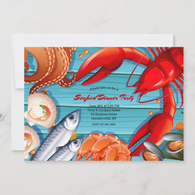 Seafood Dinner Party Invitation (Front)