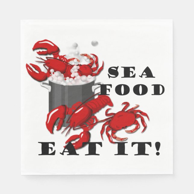 Seafood Eat It Party Paper Napkin (Front)