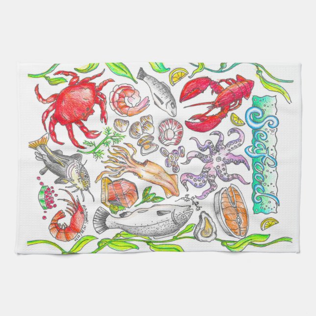 Seafood Kitchen Towel (Horizontal)