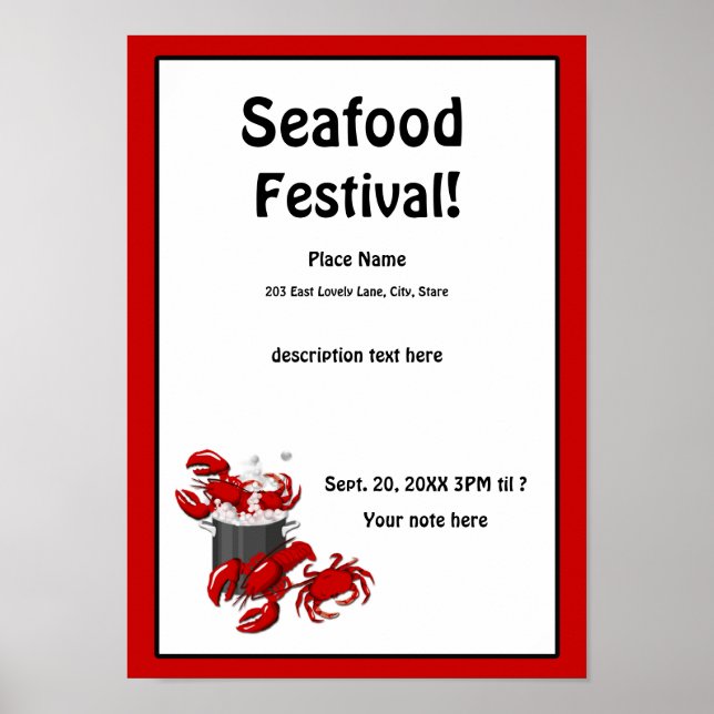 Seafood Lobster Crab Festival Poster (Front)