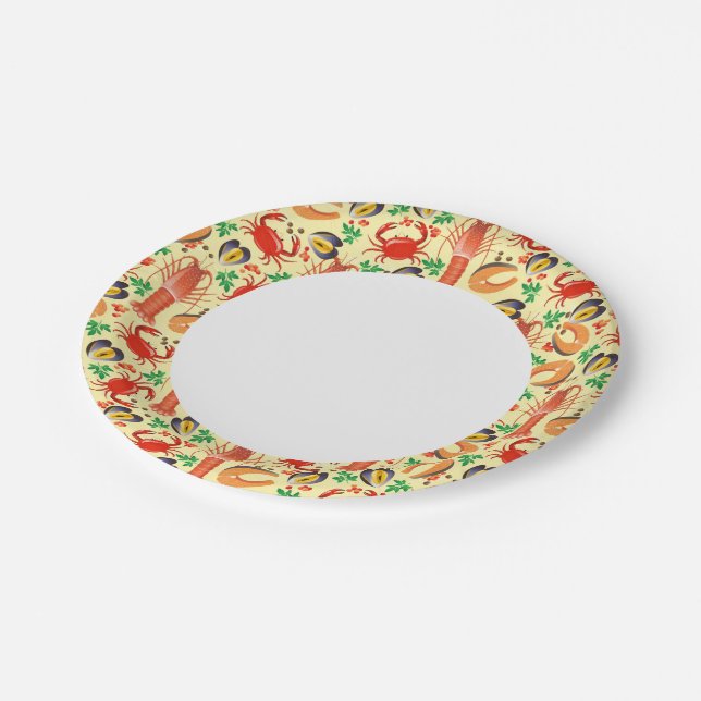 Seafood Pattern Paper Plate (Angled)