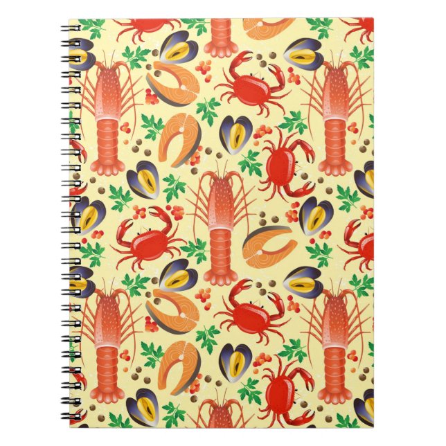 Seafood Pattern Spiral Notebook (Front)