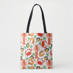 Seafood Pattern Tote Bag