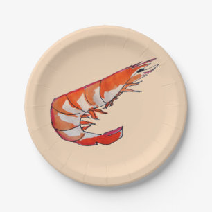 Seafood prawn shrimp dinner party or BBQ Paper Plate