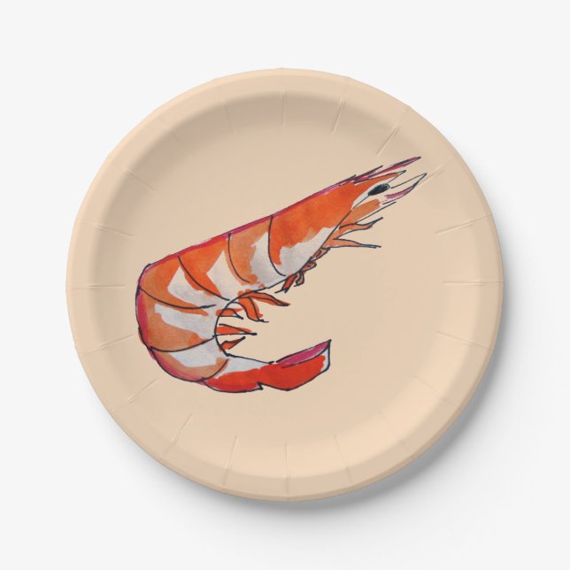Seafood prawn shrimp dinner party or BBQ Paper Plate (Front)