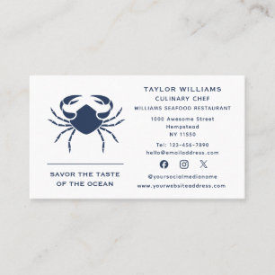 Seafood Restaurant Chef Caterer Catering Cool Crab Business Card