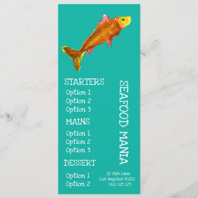 Seafood restaurant fish dinner menu (Front)