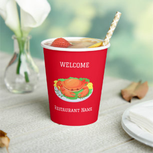 Seafood restaurant welcome red Crab Personalise na Paper Cups