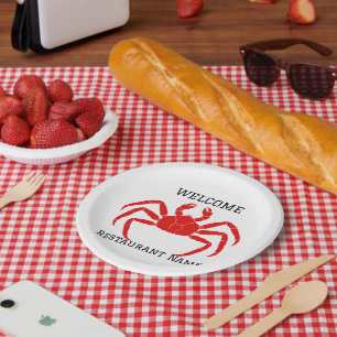 Seafood restaurant welcome red Crab Personalize na Paper Plate