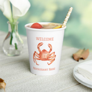 Seafood restaurant welcome red Crab Personalize Paper Cups