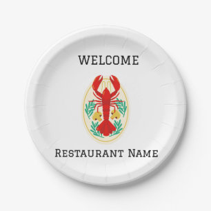 Seafood restaurant welcome red lobster Personalise Paper Plate