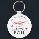 Seafood / Shrimp Boil | Themed Party Key Ring<br><div class="desc">Personalised shrimp themed keychain gifts for your next Shrimp Boil party or seafood event.  It features a watercolor styled illustration of a pink shrimp. Surrounding this are spots for your unique event info.</div>