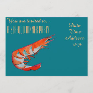 Seafood shrimp prawn BBQ dinner party Invitation