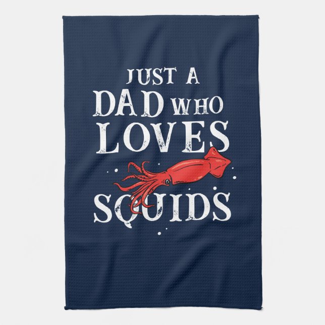 Seafood Squid Lover Chef Dad Father's Day Tea Towel (Vertical)