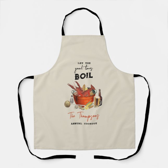 Seafood Summer Annual Crawfish Boil Party Apron (Front)