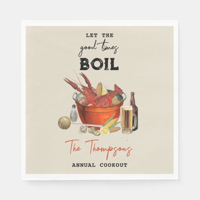 Seafood Summer Annual Crawfish Boil Party Napkin (Front)
