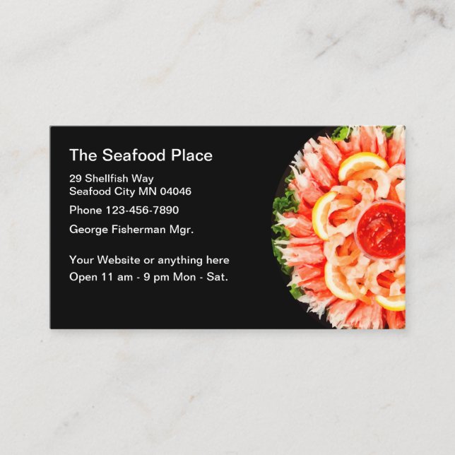 Seafood Themed Restaurant Business Cards (Front)