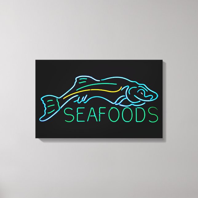 Seafoods with Fish Neon Sign (Front)