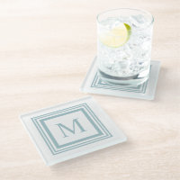 Seaglass and white square border monogram