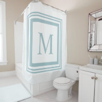 Seaglass and white square border monogram