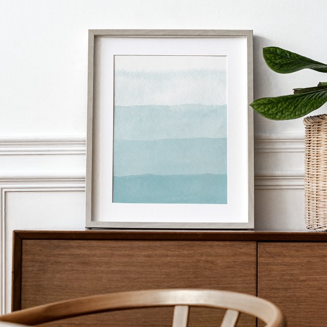 Seaglass Aqua Gradient Colorblock Watercolor Poster (Creator Uploaded)