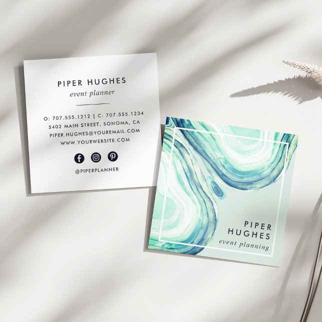 Seaglass Geode Square Business Card (Creator Uploaded)